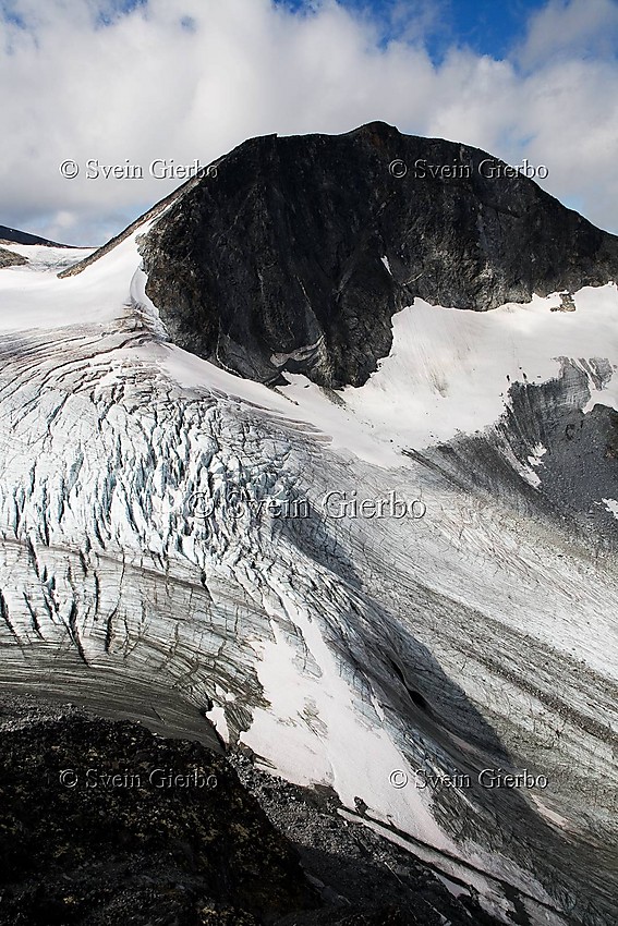 Grotbrean glacier with Trollstein-Rundhøe behind. Jotunheimen National Park. Norway.