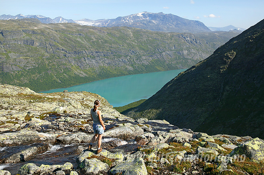 Ved Svartdalsmunnen på stien fra Gjendebu mot Torfinnsbu. I bakgrunnen Gjende, Memurutunga og Surtningssue, for å nevne noe.