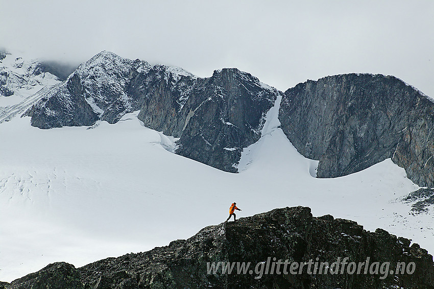 Fra Grotbreahesten mot Trollsteineggje (2300 moh) og Dronningje (2189 moh).