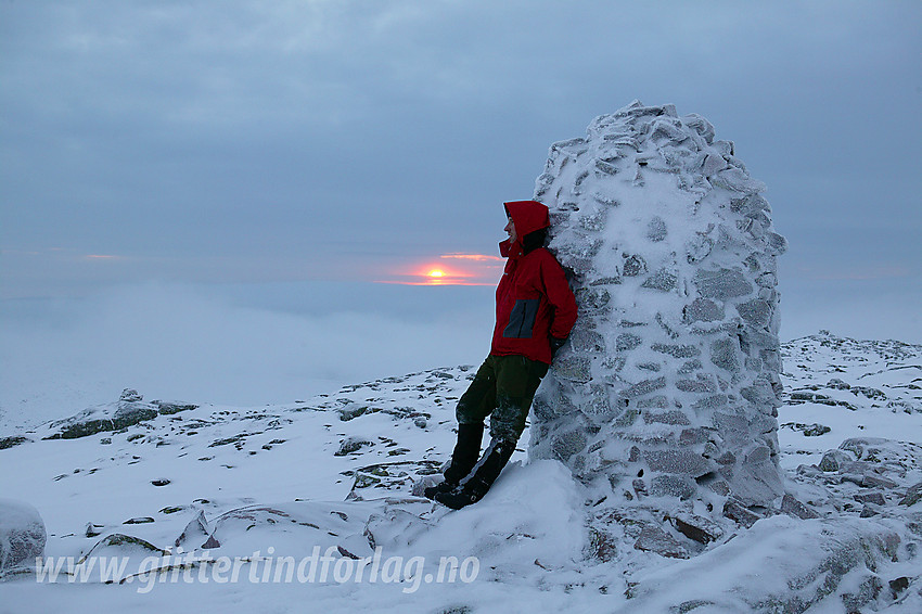 Vintersolnedgang på Rundemellen (1345 moh).