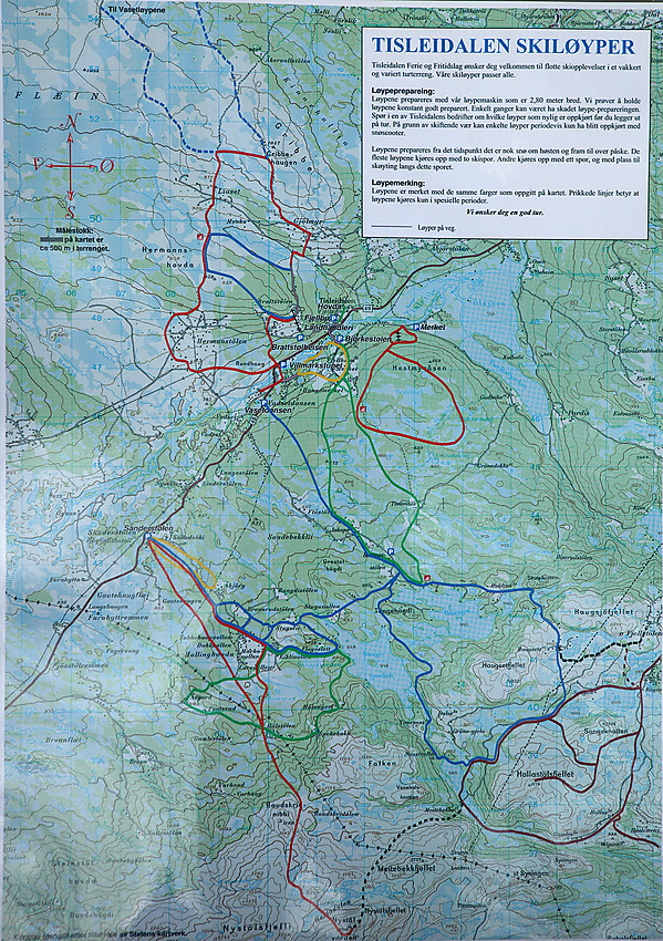 Løypekart på oppslagstavle ved Hærevatn.