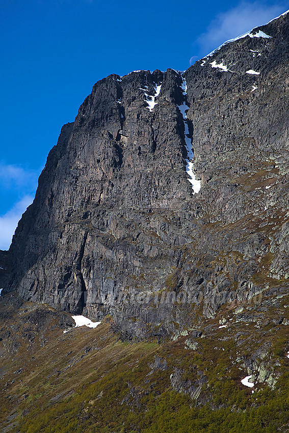 I Sanddalen med fjellveggen opp mot Skutshorn.