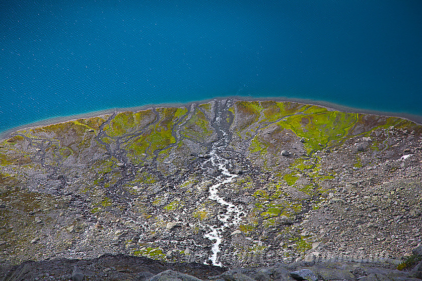 Elvevifte der elva fra Stølsnosbreen renner ut i Andrevatnet (i Morka-Koldedalen).