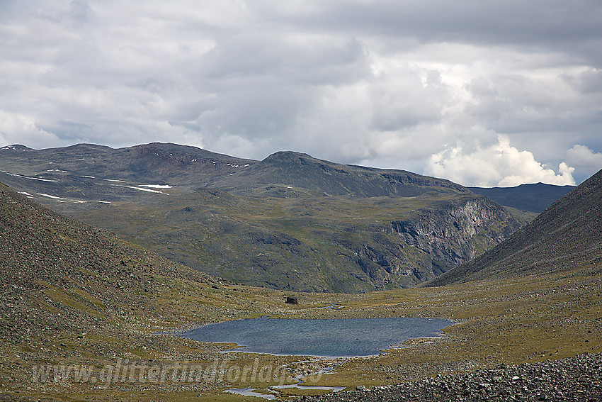 Utsikt fra Finnshalsen i retning Smådalen med bl.a. Eilevskampen i bakgrunnen.