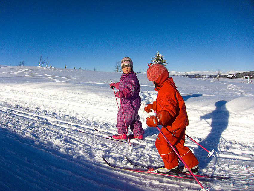 Unge skiløpere i farta på Vaset på en liten tur fra Gomobu mot Saukollen.