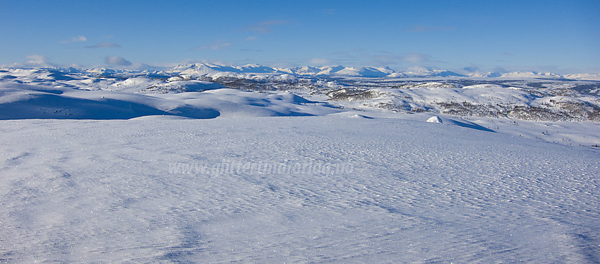 Fra Bjødalskampen mot den fjellrike horisonten i nordvest.