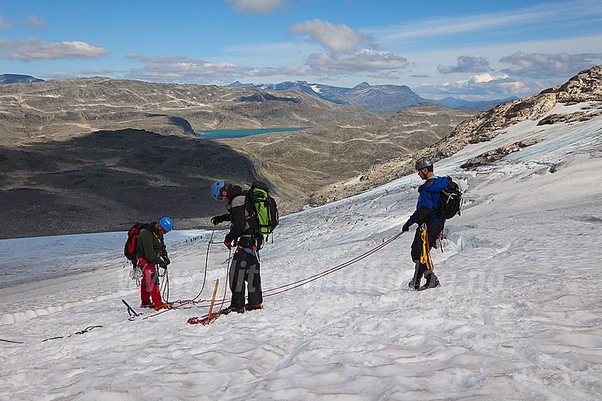 Sprekkredning under brekurs på Falkbreen.