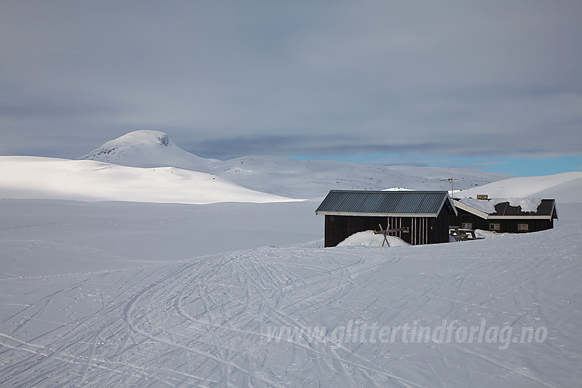 Hytte ved Tenlefjorden med Suletinden (1780 moh) i bakgrunnen.