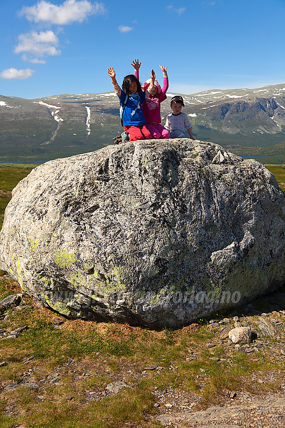 Pause på en stein på tur til Grønsennknipa.