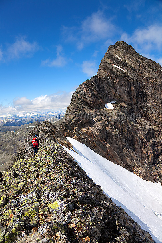 På Uranostinden S1 (2037 moh) med Uranostinden (2157 moh) i bakgrunnen.