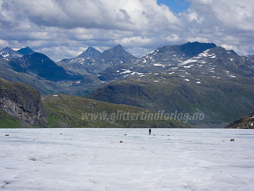 Brevandrer på vei oppover nedre del av Maradalsbreen.