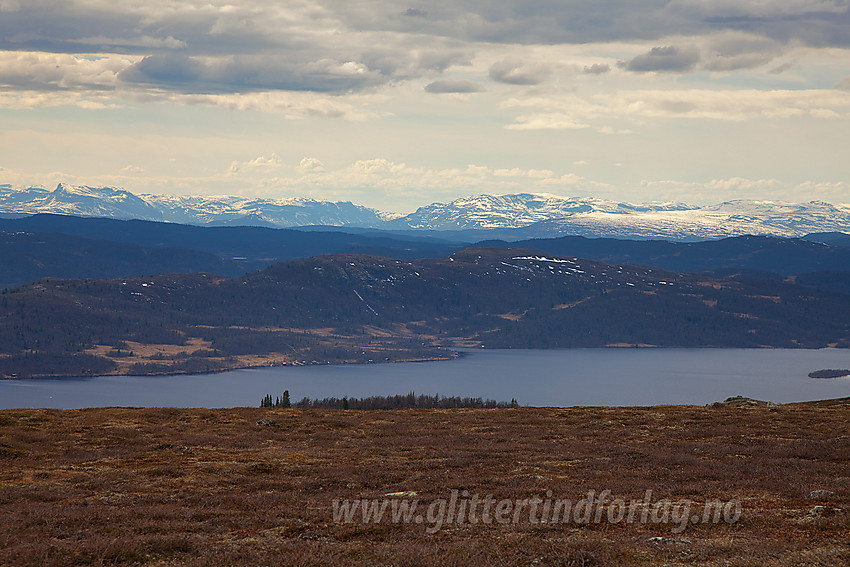 Utsikt fra Reinhamran i retning Fullsenn og Fullsennknatten (1081 moh). I bakgrunnen f.v.: Grindane, Bergsfjellet, Vennisfjellet og Slettfjellet m. Mugnetinden.