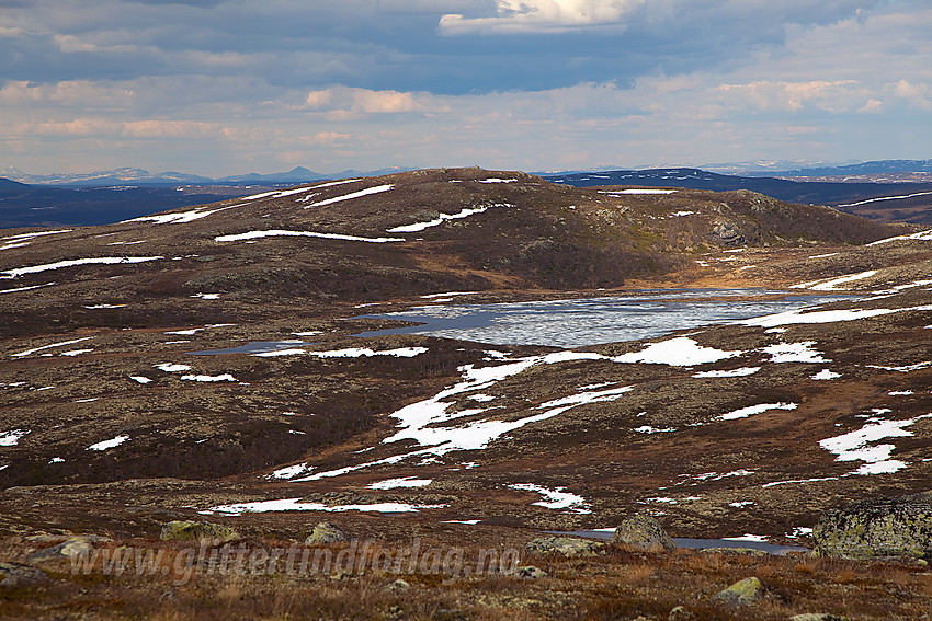 Utsikt fra Reinhamran mot Nordre Fukhamran (1159 moh) og Steintjernet.