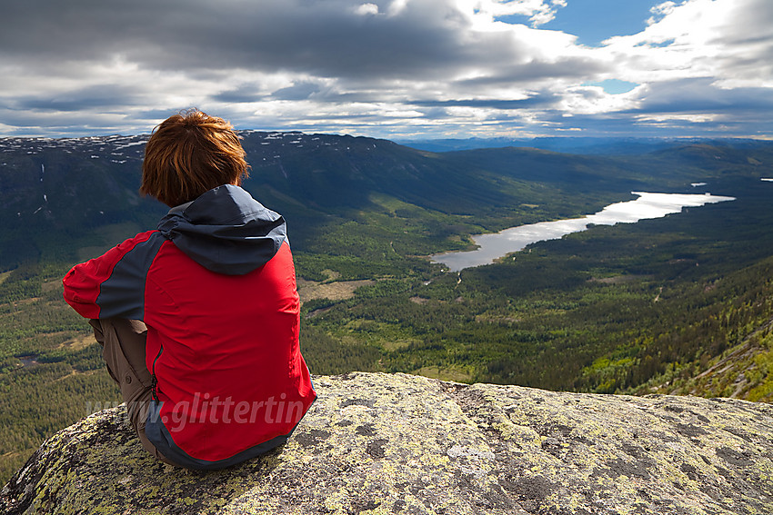 Utsikt fra Hestehøgda på Manfjellet i Vassfaret mot bl.a. Sørbølfjellet og Aurdalsfjorden.