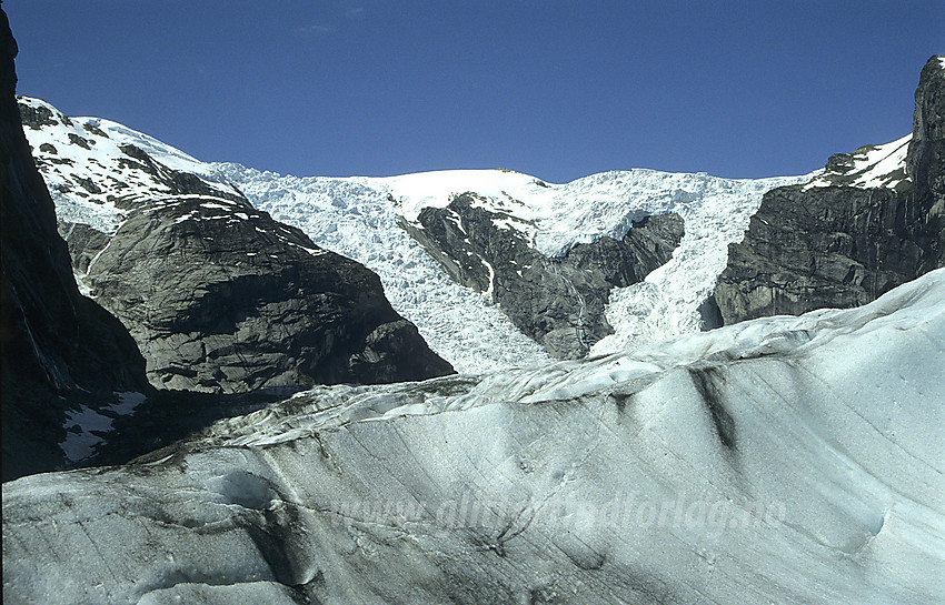 På Austerdalsbreen mot Odins- og Torsbreen.