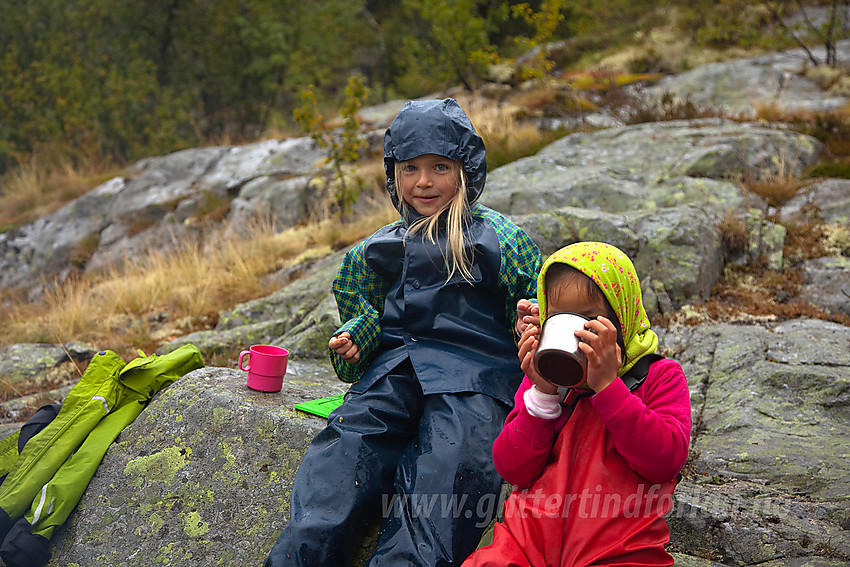 Pause en kald og våt dag i skogen like ved Kvitingen på grensa mellom Sør- og Nord-Aurdal.