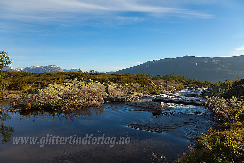 Ved utløpet av Trolltjernet på en tur fra Raudbekkstølen til Veslebotnskarvet. I bakgrunnen Storlifjellet.