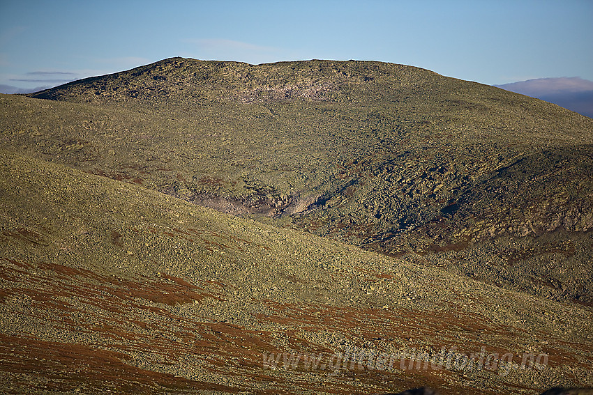 Med telelinse fra Gråkampen i Vestre Slidre mot Jørungilknappen (1710 moh).