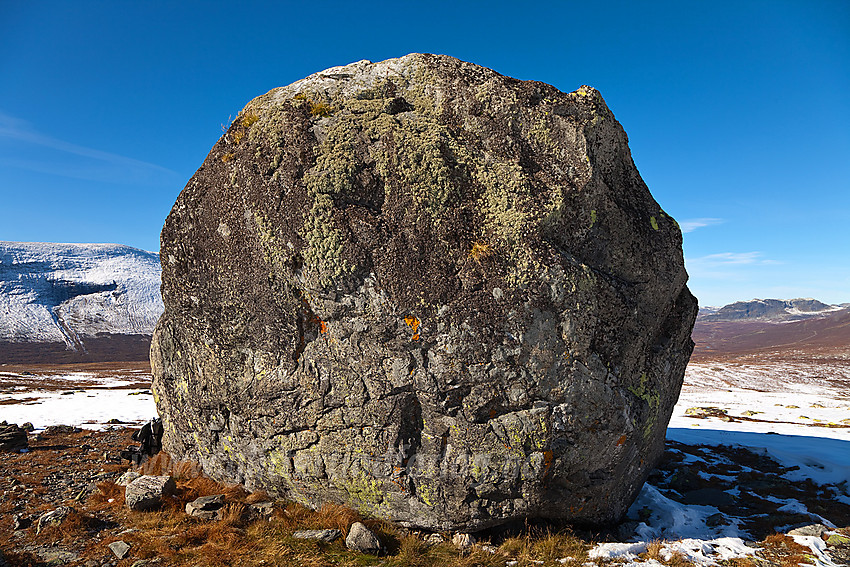 Hallingsteinen på Smådalsfjellet/Storlifjellet er et artig landemerke på det ellers flate viddelandskapet.