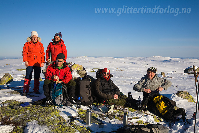 Pause på toppen av Storrustefjellet (1224 moh) i Sør-Aurdal.