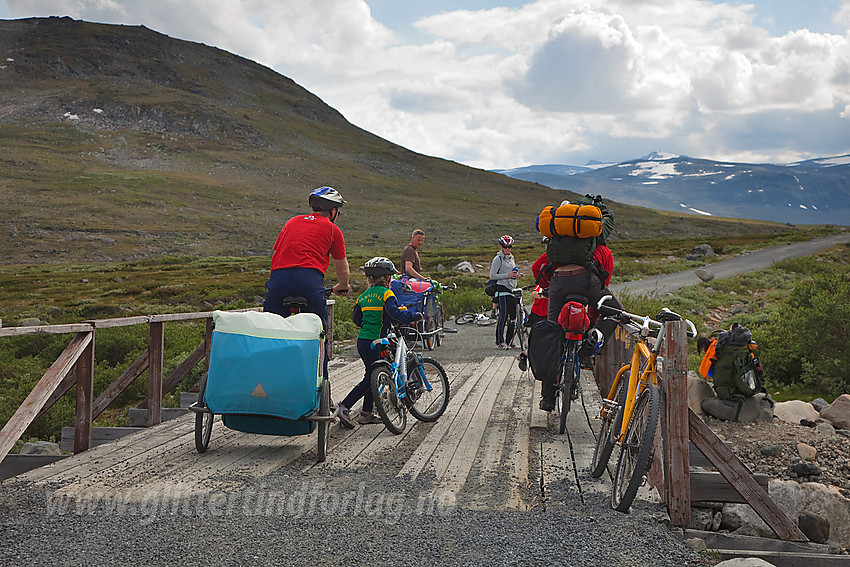 På vei oppover Veodalen mot Glitterheim med sykler.