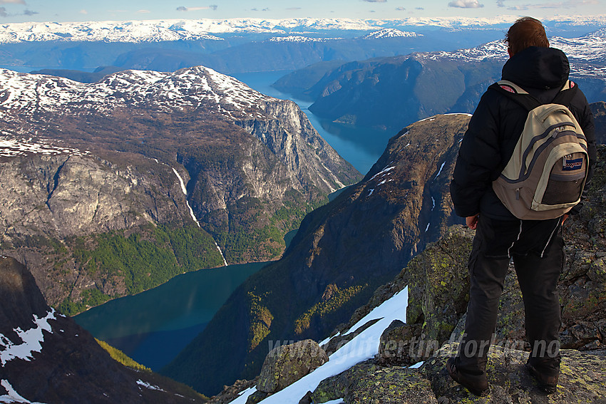 utsiktspunkt mot Nærøyfjorden og Aurlandsfjorden.