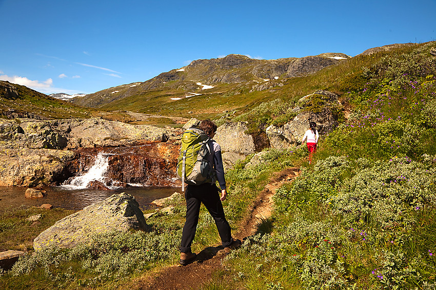 På tur innover Heimre Fagerdalen med Heimre Fagerdalshøe i bakgrunnen.