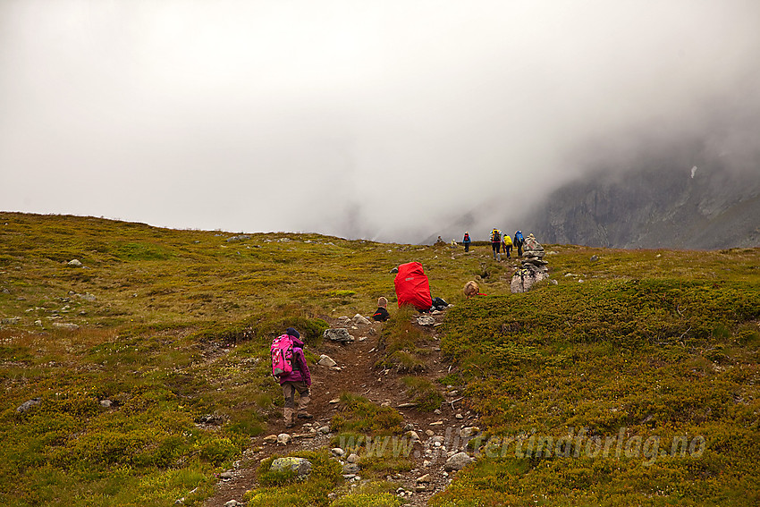 På vei oppover Torfinnsdalen på fellestur med Barnas Turlag Valdres.