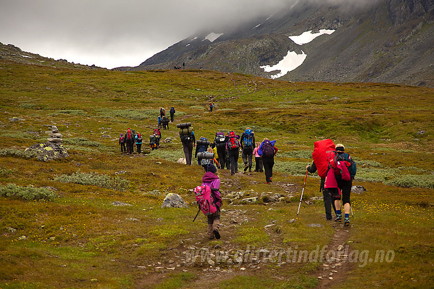 På vei oppover Torfinnsdalen på fellestur med Barnas Turlag Valdres.