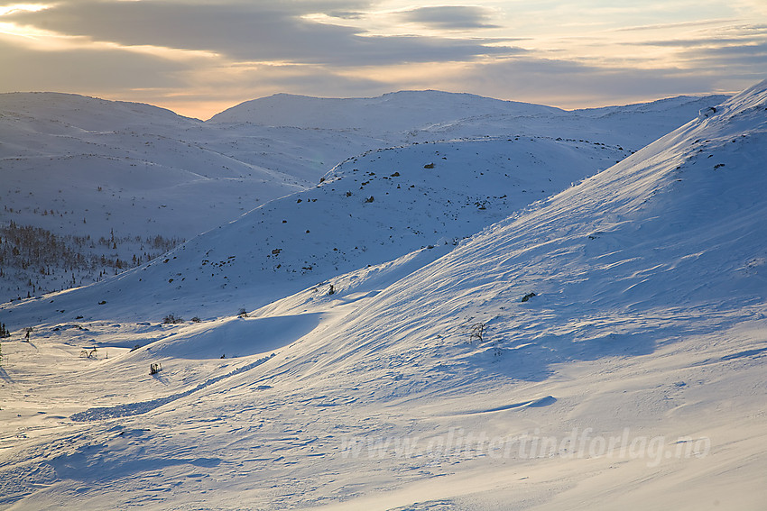 Vinterlandskap i fjellet ovenfor Flatvollen.