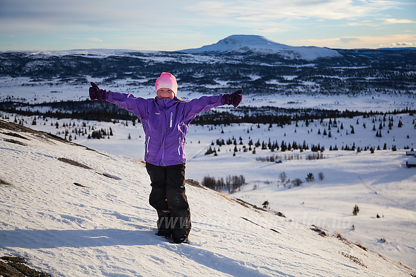 På toppen av Synhaugen med Rundemellen i bakgrunnen.