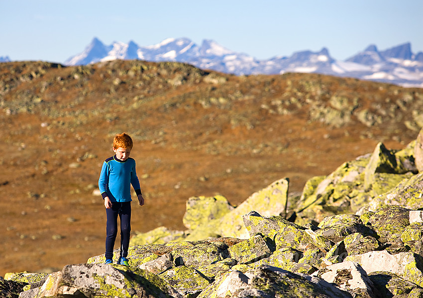 På vei til Bergsfjellet med Hurrungane i bakgrunnen.