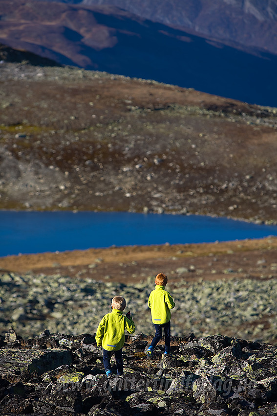 To små fjellvandrere på vei ned fra Bergsfjellet.