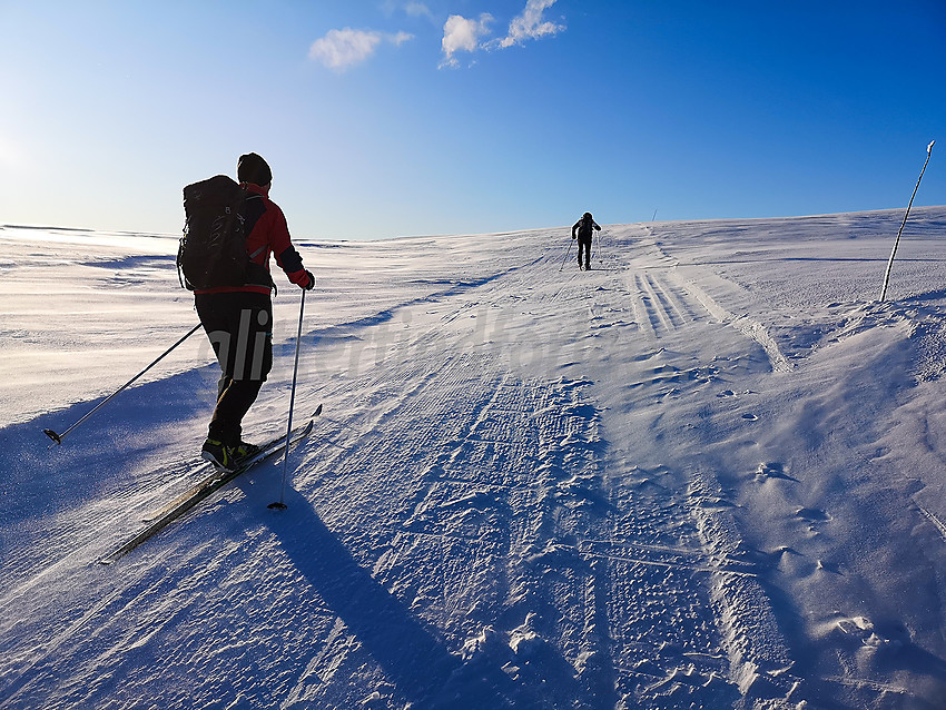 På tur opp mot høyeste punkt på Jomfruslettfjellet.