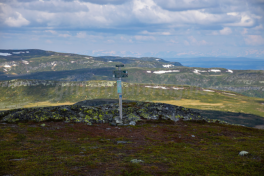 Skilttavle like ved toppen på Rauddalsfjellet.