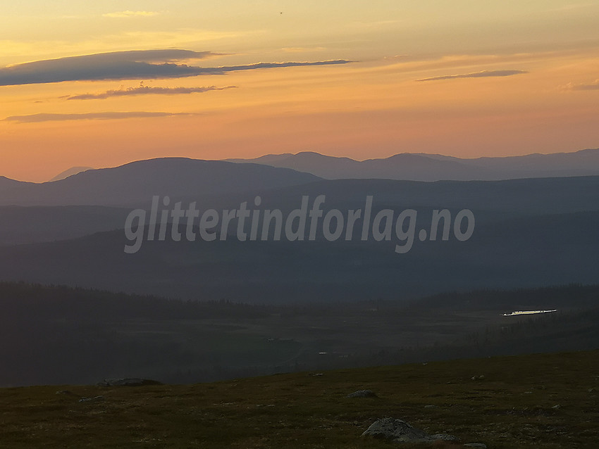 Utsikt nordover fra Snuen ved solnedgang.