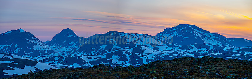 Sommermorgen på Utsikten mot bl.a. Storegut, Mjølkedalstinden og Snøholstinden