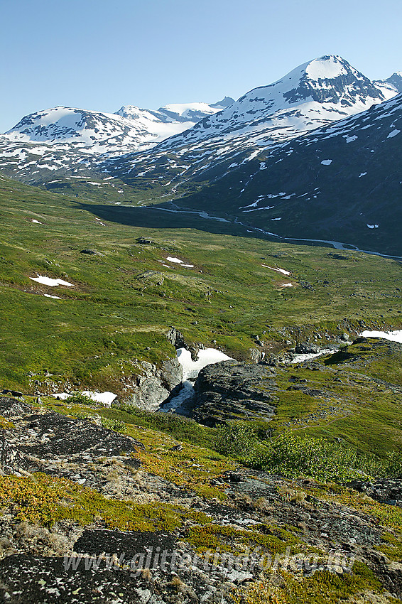 Leirdalen en fin juliettermiddag. I bakgrunnen til høyre Storbreahøe (2001 moh).