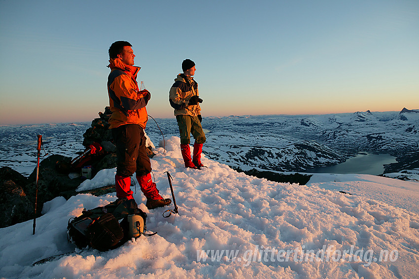 Solnedgang over toppen av Galdebergtinden (2075 moh).