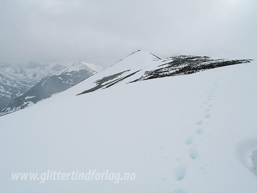 Fra Østtoppen mot høyeste punkt (2213 moh) på Styggehøe.