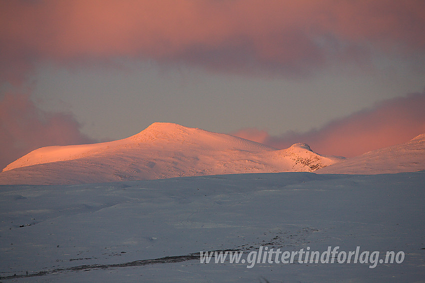 Fra Hindsæterkampen med telelinse mot Stornubben (2174 moh) og Vesl-Stornubben (2055 moh).