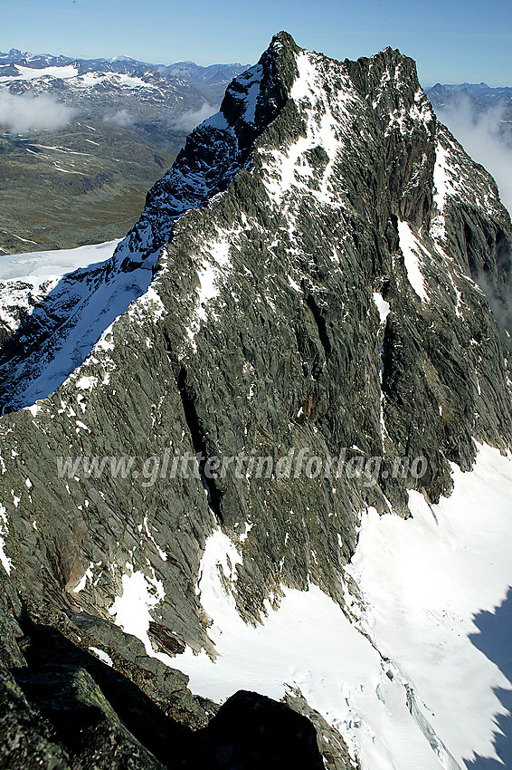 Styggedalsryggen og Styggedalstindane (2387 moh) sett fra Sentraltind.