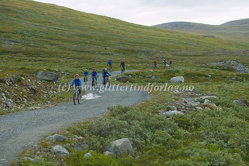 Grusveien fra nasjonalparkgrensa i Veodalen inn mot Glitterheim er sperret for motorisert trafikk, noe som gjør at syklen er det ideale fremkomstmiddelet.