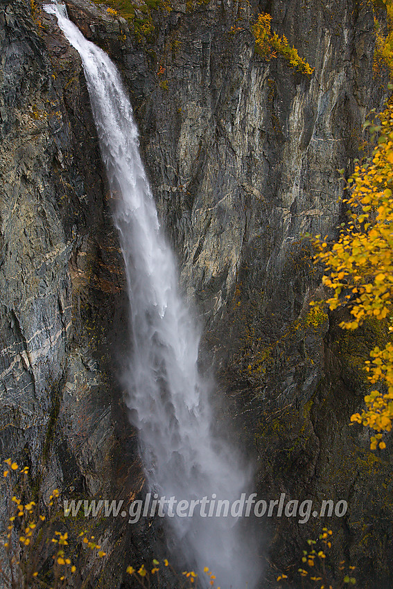 Vettisfossen sett fra den flotte utsiktsplattformen som er laget til ved ruta mot Ingjerdbu.