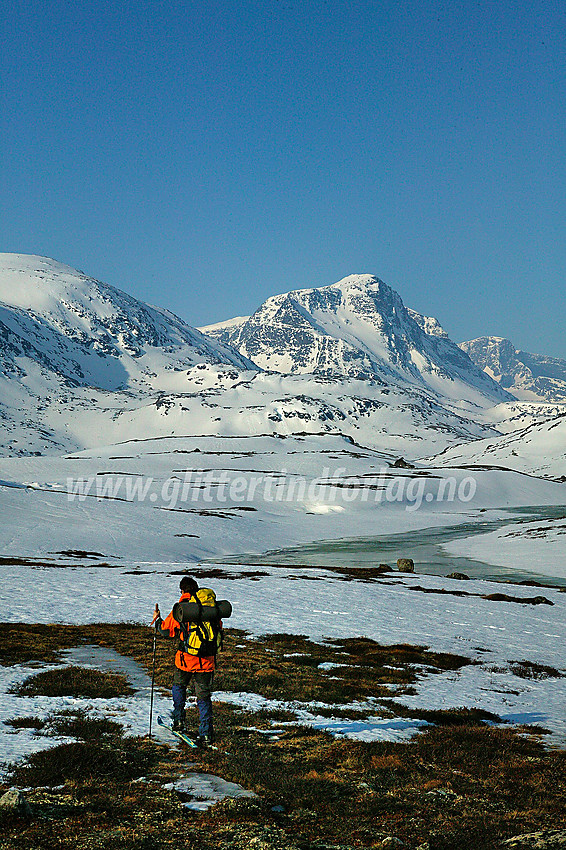 Vårskiløping i Leirungsdalen. Munken (2105 moh) i bakgrunnen.